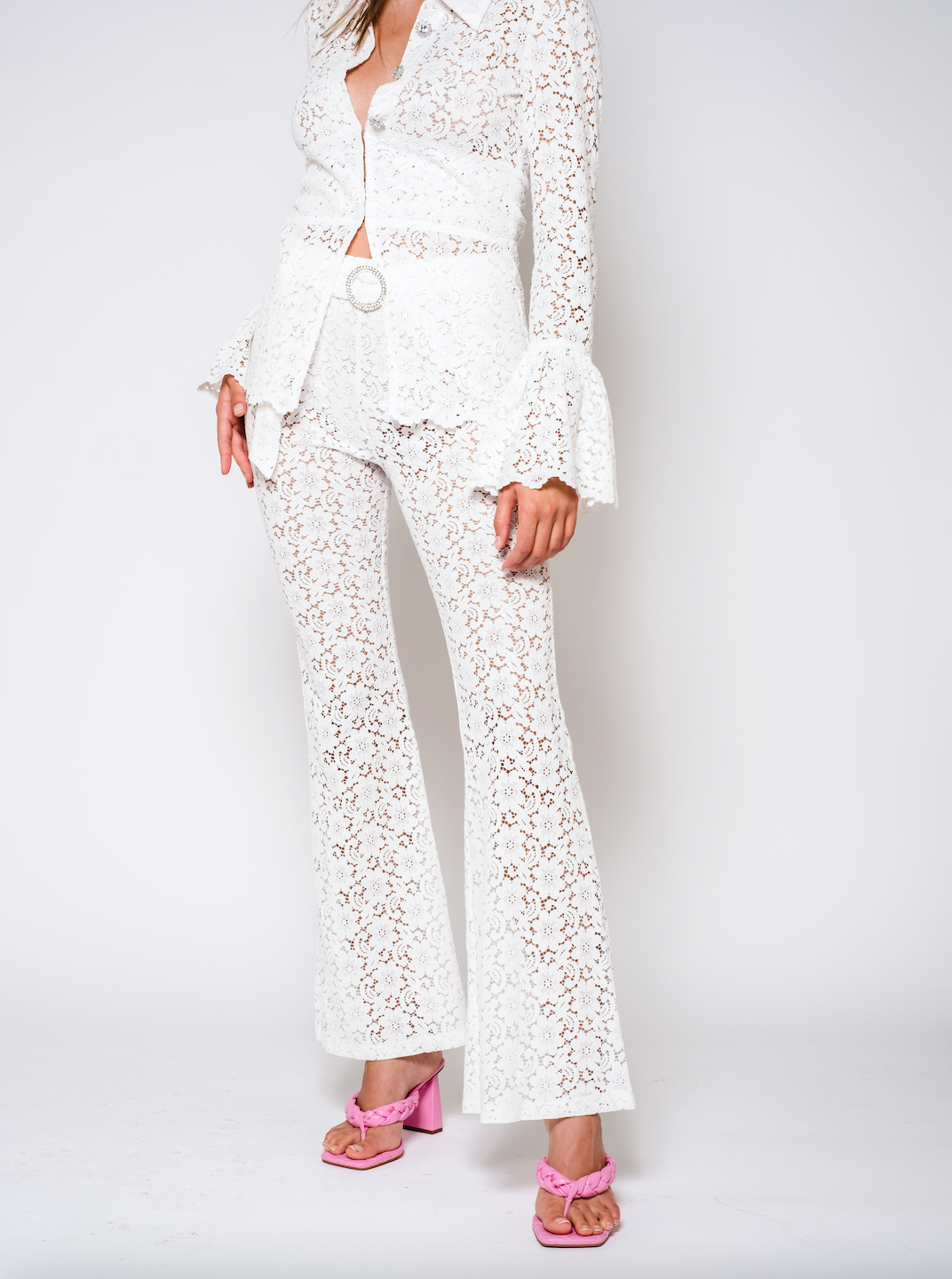 Marriage Vows White Italian Lace Exaggerated Shoulder Pads Trousers Se –  HOUSE OF MAGUIE